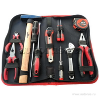 Набор для дома (12 предметов молоток, 2 отвертки, ключ разводной, пассатижи, рулетка, 2 отвертки часовые, пробник 220, нож, кусачики, утконосы)